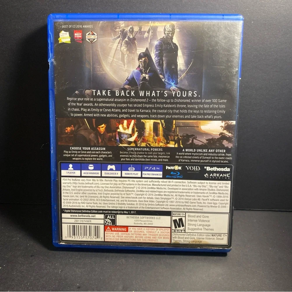 Dishonored 2‎ Limited Edition PS4 Playstation 4 Game